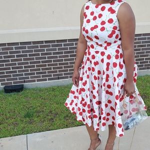 Vintage Style Cherry Print Dress
